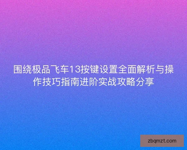 围绕极品飞车13按键设置全面解析与操作技巧指南进阶实战攻略分享